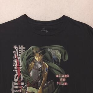 Attack on Titan Casual Short Sleeve Graphic Crew Neck Shirt Mens Size 2XL Black